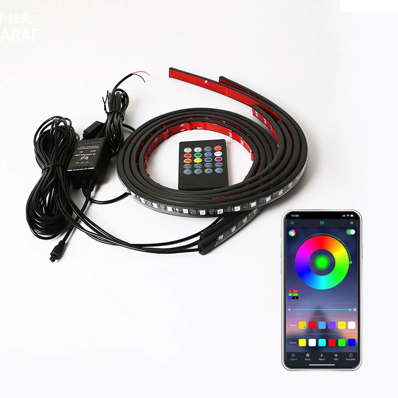 Charssis-tira de luces LED flexibles para coche, Control remoto/aplicación, luces de neón RGB, ambiente, Lámpara decorativa automática