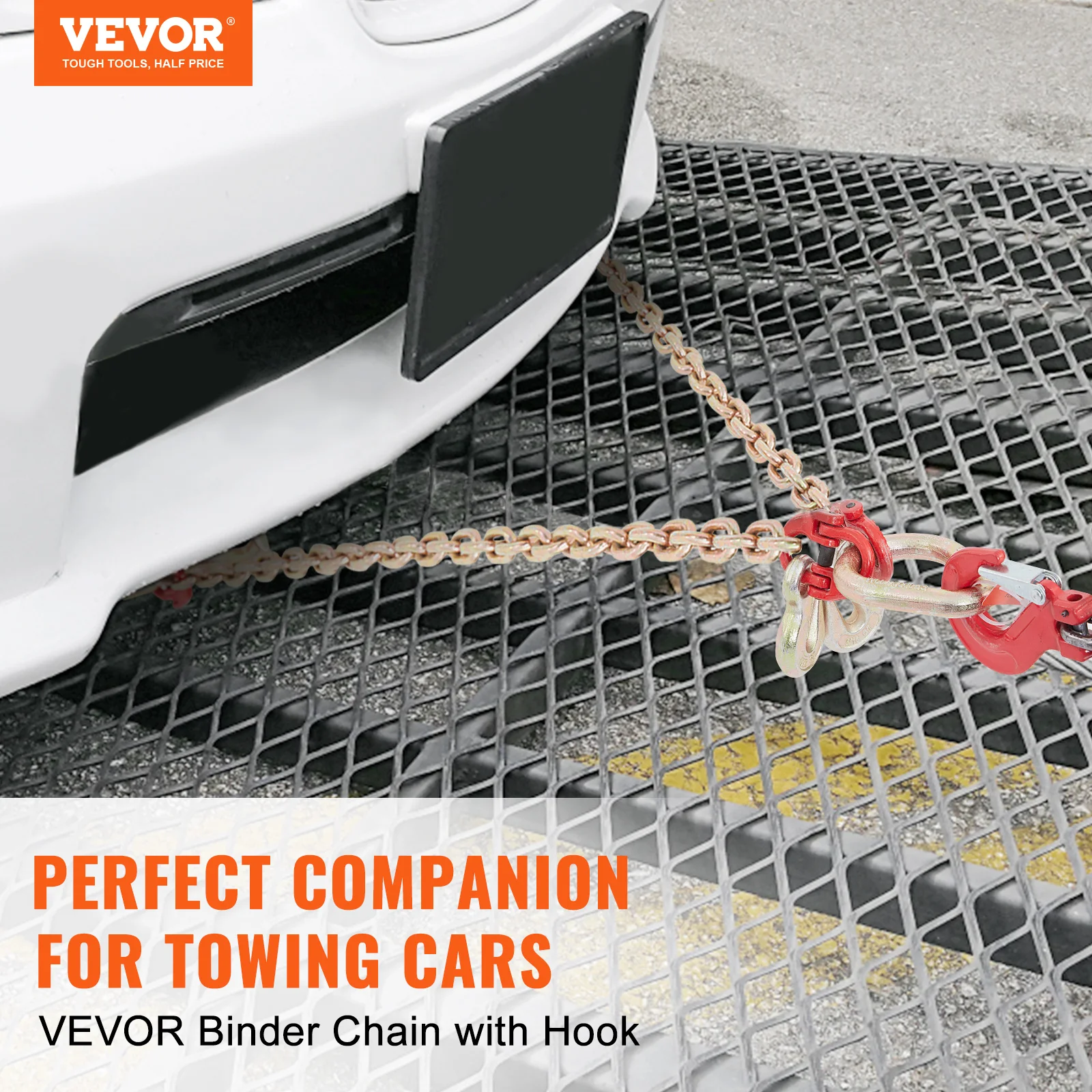 VEVOR V-Chain Tow Chain Bridle 9620 lbs Working Load Limit 5/16'' x 3' G80 with RTJ Cluster Hooks & D-Shackle for Lifting Moving
