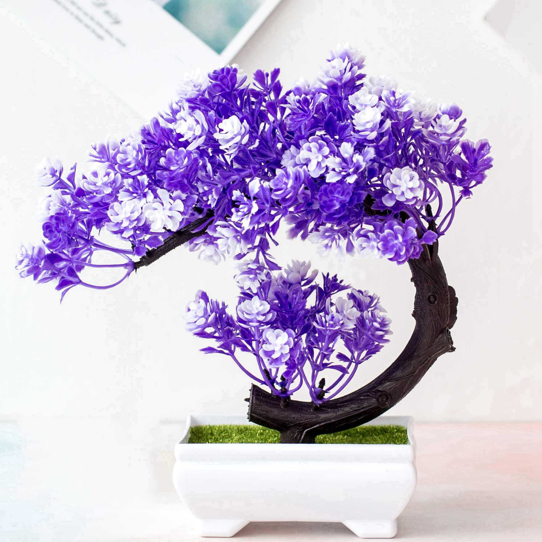 Crescent Style Bonsai Simulation Plant Thousand Layer Flower Bonsai Home Decoration Fake Floral Creative Gift Ornaments