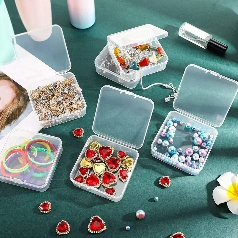6/60PCS Mini Kunststoff Box Transparent Quadratischen Lagerung Container Fall Tragbare Verpackung Display Box Verpackung für Schmuck perlen