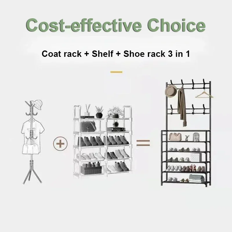 เสื้อผ้าหมวกแขวนชั้นวางรองเท้า Multi-ayer ชั้นวางรองเท้า Simple ชั้นรองเท้าและหมวก Racks รับน้ําหนักห้องนั่งเล่น Organizer ชั้นวางของ