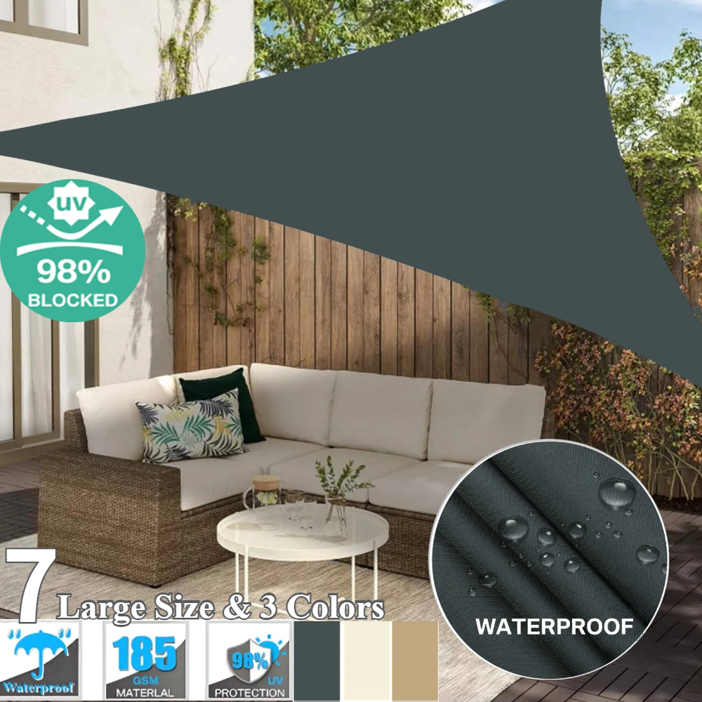 7M/5M/3M/2M Large Triangle Waterproof Sun Shade Sail Canopy For Outdoor Garden Patio Awning Tents Pool Sunshade Cloth