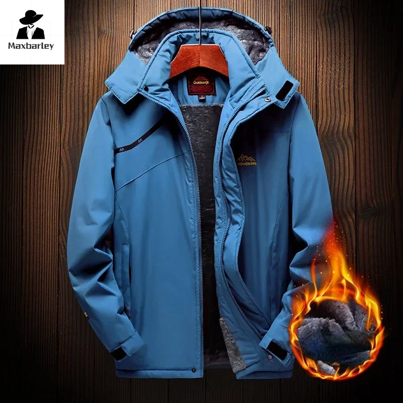 Parka com capuz grosso quente de lã de inverno masculina, casaco impermeável masculino, jaqueta acolchoada, casacos de neve, tamanho grande, 7XL, 8XL, 2023