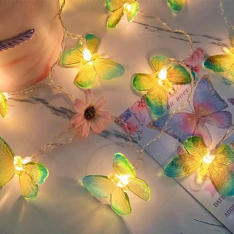 1M 3M LED ผีเสื้อ String ไฟแบตเตอรี่ขับเคลื่อนไฟ Fairy Room Garland ผ้าม่านสาว Xmas Brithday งานแต่งงานตกแต่งบ้าน