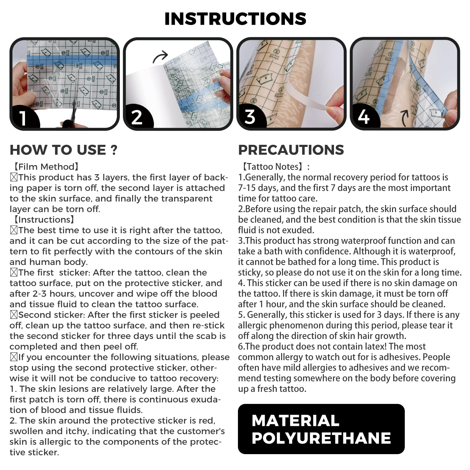 Película protetora de cura de tatuagem à prova d'água de 5m para bandagem de cuidados posteriores rolo de envoltório de reparo de pele transparente