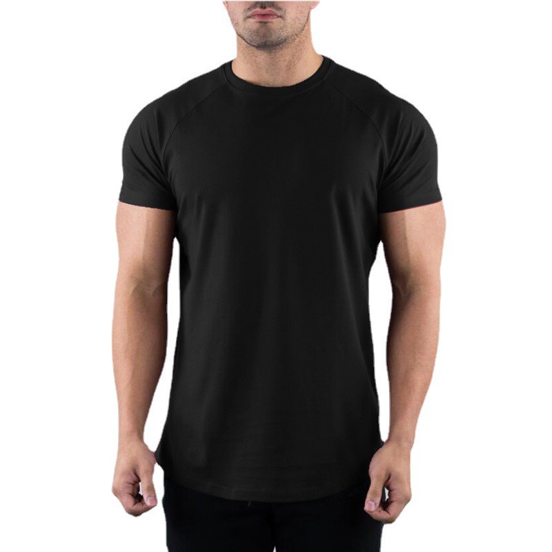 Camiseta deportiva ajustada de manga corta para hombre, moda de verano europea y americana, cuello redondo, camiseta elástica de secado rápido para gimnasio y Fitness