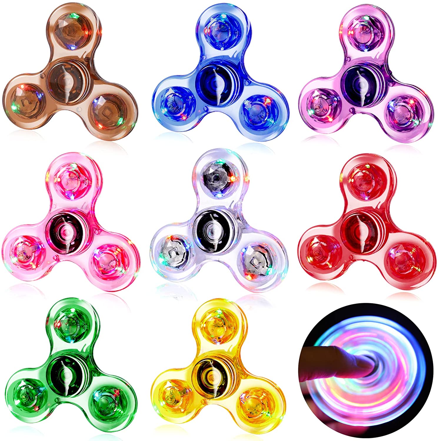 Cristal luminoso led luz fidget spinner mão superior spinners brilho no escuro edc alívio do estresse brinquedos giroscópio cinético para crianças