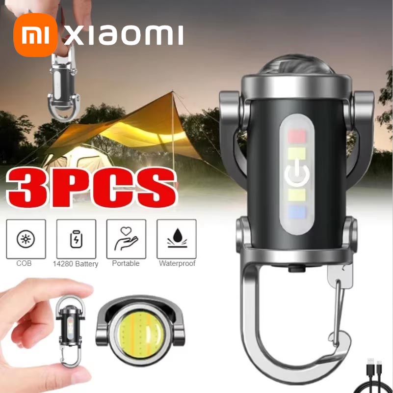 Xiaomi мощный светодиодный фонарик брелок USB перезаряжаемый подвесной портативный фонарик водонепроницаемый брелок для ключей походная карманная лампа ﻿
