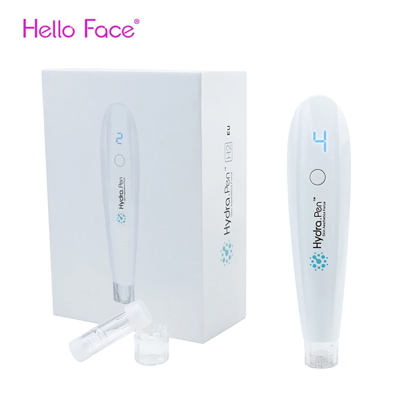 Hello Face ไร้สาย Hydra ปากกา H2 Professional ปากกา Microneedling Hydrapen อัตโนมัติเซรั่ม Applicator 2ตลับ