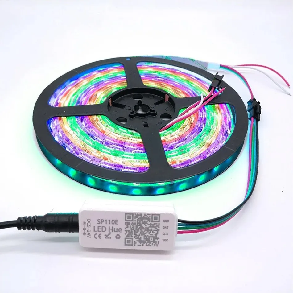 SP110E Controller RGB Bluetooth Smart APP 5V 12V 24V 1024 Pixel per WS2811 WS2812B APA102 SK6812 SPI Luce di striscia LED indirizzabile