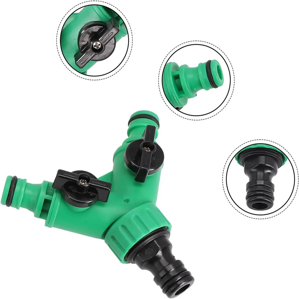 สวนน้ํา Splitter Y Connector 2-Way Valvewith สําหรับก๊อกน้ําชลประทานดอกไม้ปลูกน้ําควบคุมอะแดปเตอร์พลาสติก