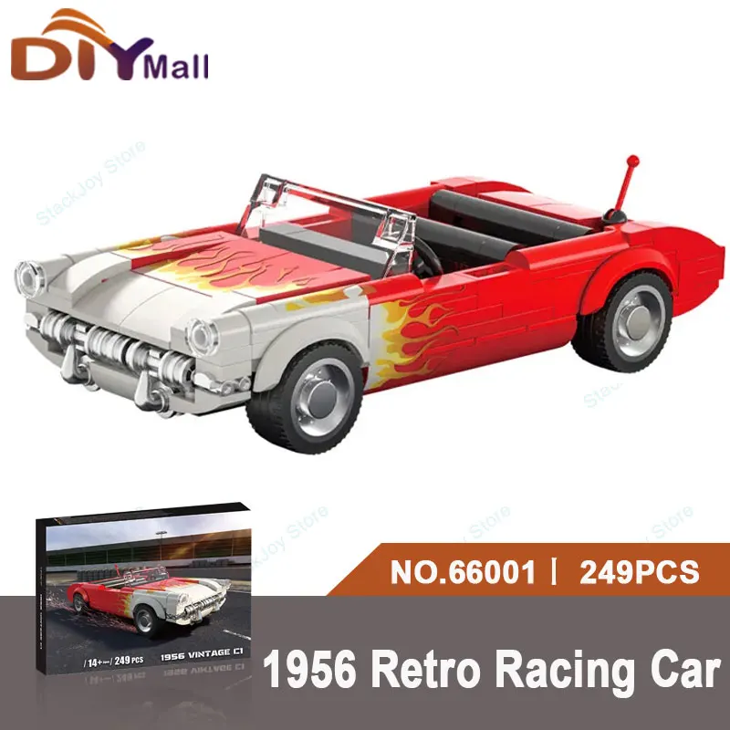 249 Buah Set Bangunan Mobil Konvertibel C1 Retro Desain Api Klasik, Kit Model DIY untuk Hadiah Tampilan Desktop Kolektor Anak-anak