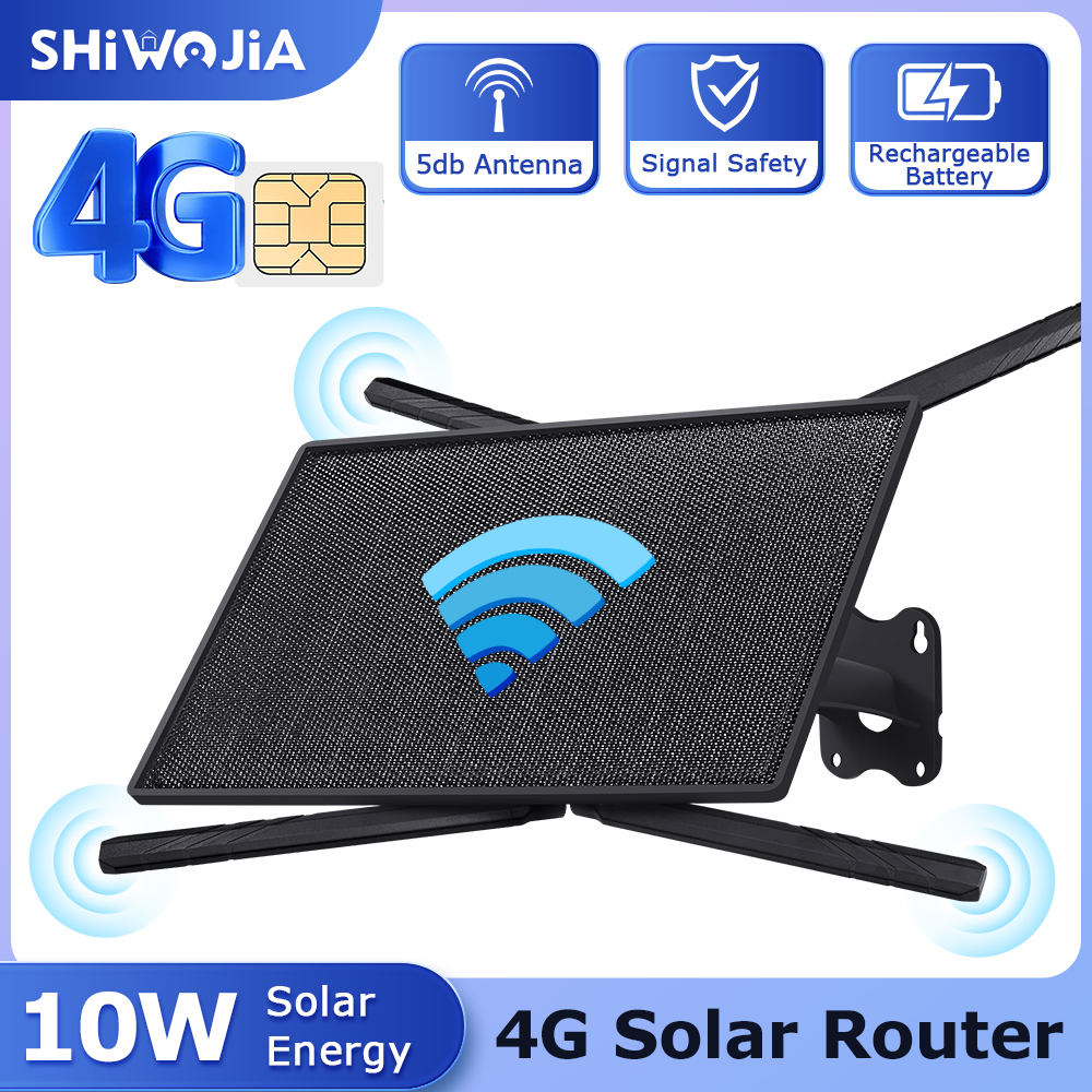 SHIWOJIA 10W 4G SIM Card Solar Router With Solar Panel  20100mAH Battery Waterproof