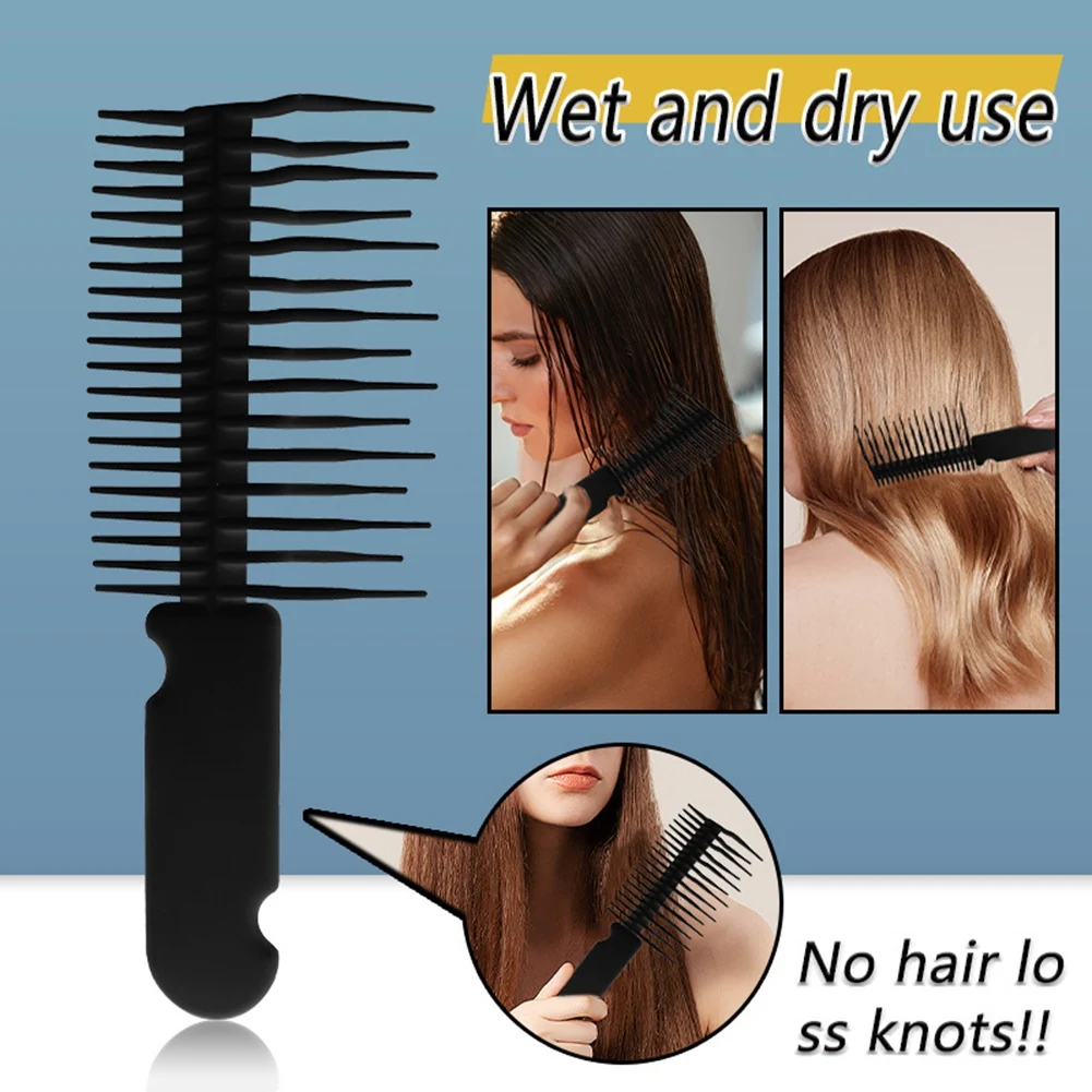 A71p ferramenta de estilo de cabelo dente largo anti-annotamento escova molhada preto grande escova de cabelo não-maciando desembaraçar pente de cabelo salão de beleza