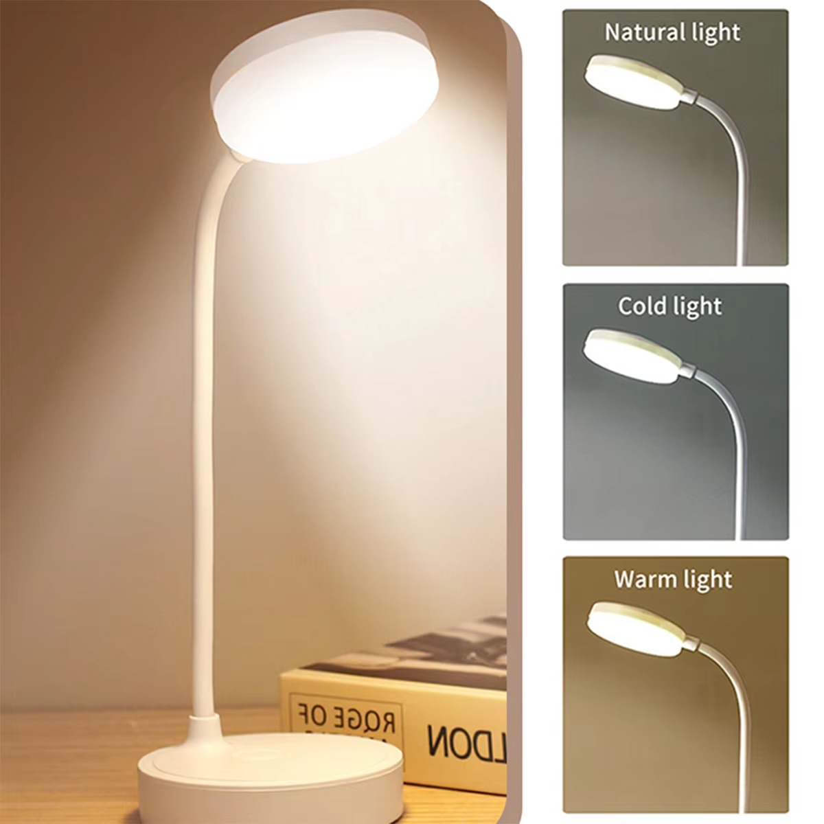 Portátil led lâmpada de mesa usb plug in suporte luz 3 cores stepless escurecimento proteção para os olhos quarto lâmpada cabeceira