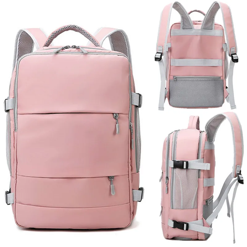 Mochila de viagem impermeável de grande capacidade para mulheres, mochila casual antiroubo, bolsa com alça de bagagem, porta de carregamento USB