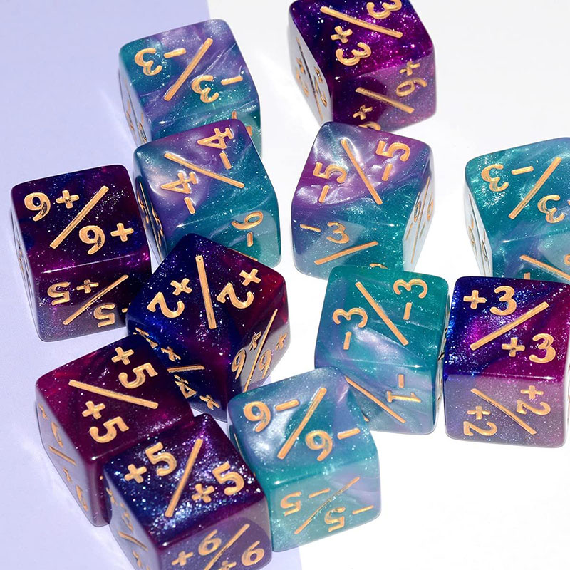 10Pcs D6 Dice 6 Side Counters +1/-1 Square Digital 16mm Cube for Kids Funny Table Board Gaming Math Teaching Arithmetic Toys