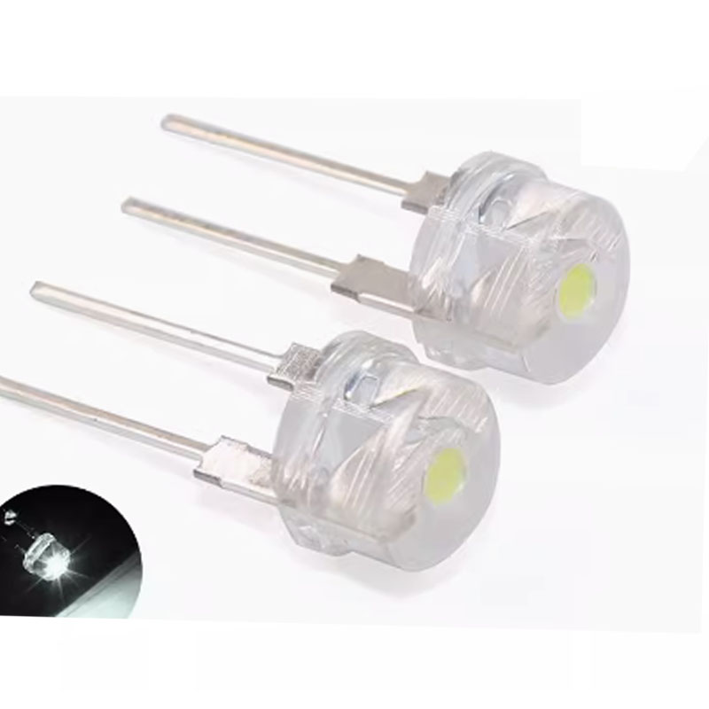 20 szt. Latarka LED o wysokiej jasności 8MM prosto włożona dioda elektroluminescencyjna 0.75W białe światło F8 słomkowy kapelusz biały ligh