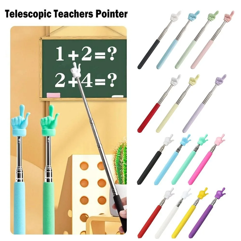 Retractable Teacher Pointer Finger Design StainlessSteel Telescopic School Teaching Pointer Stick Teacher Supplies for Classroom