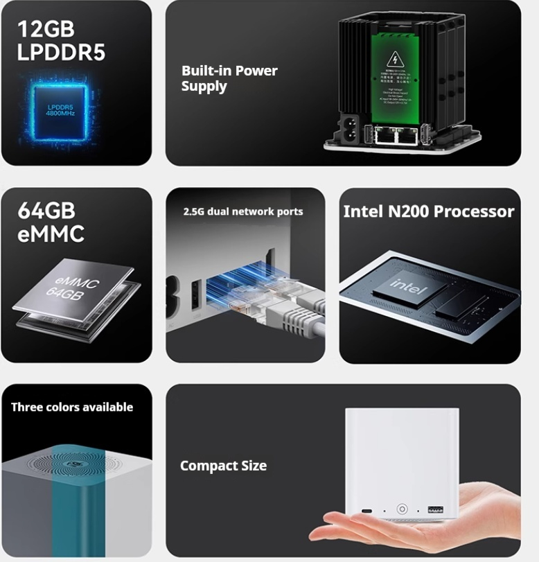Beelink Me Mini N200 Intel Six-Slot Nas Network Storage Ultra-Quiet Private Cloud Home Storage Dual 2.5g Soft Routing Mini PC