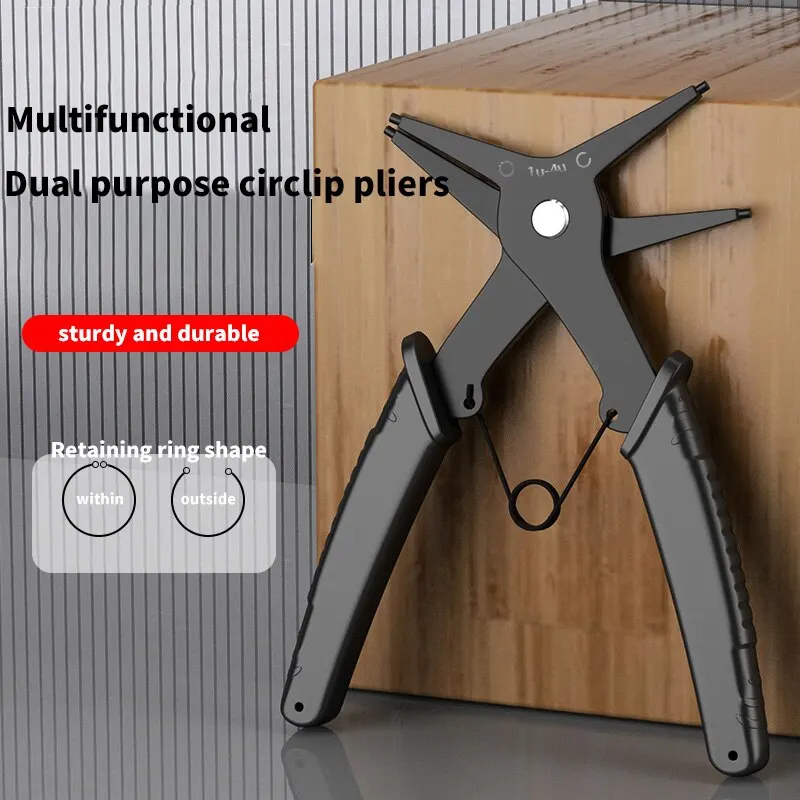 OUDISI Dual Use Circlip Pliers Inner Straight / Outer Straight / Inner Curved / Outer Curved Circlip Pliers Snap Ring Pliers Ret
