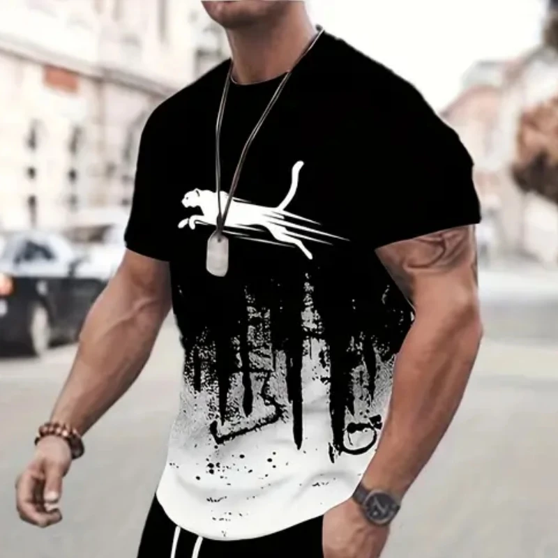 動物 Tシャツ男性用 3d プリント Tシャツメンズスポーツ Tシャツストリートファッション半袖 Tシャツルーズ特大男性服