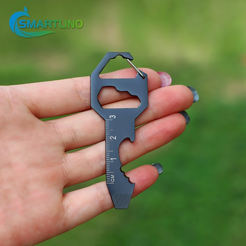 Multi-ferramentas de aço inoxidável, chaveiro de autodefesa, abridor de garrafas, régua métrica, chave de fenda, aparelho edc, ferramentas de bolso universais