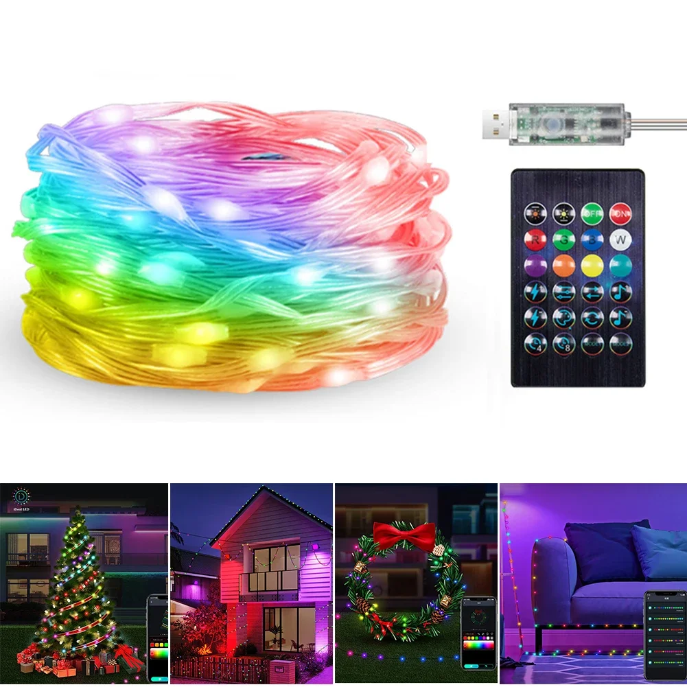 Stringa di luce decorativa natalizia a LED IP65 Colore IC RGB impermeabile con controllo APP per decorazioni esterne nelle feste di Natale