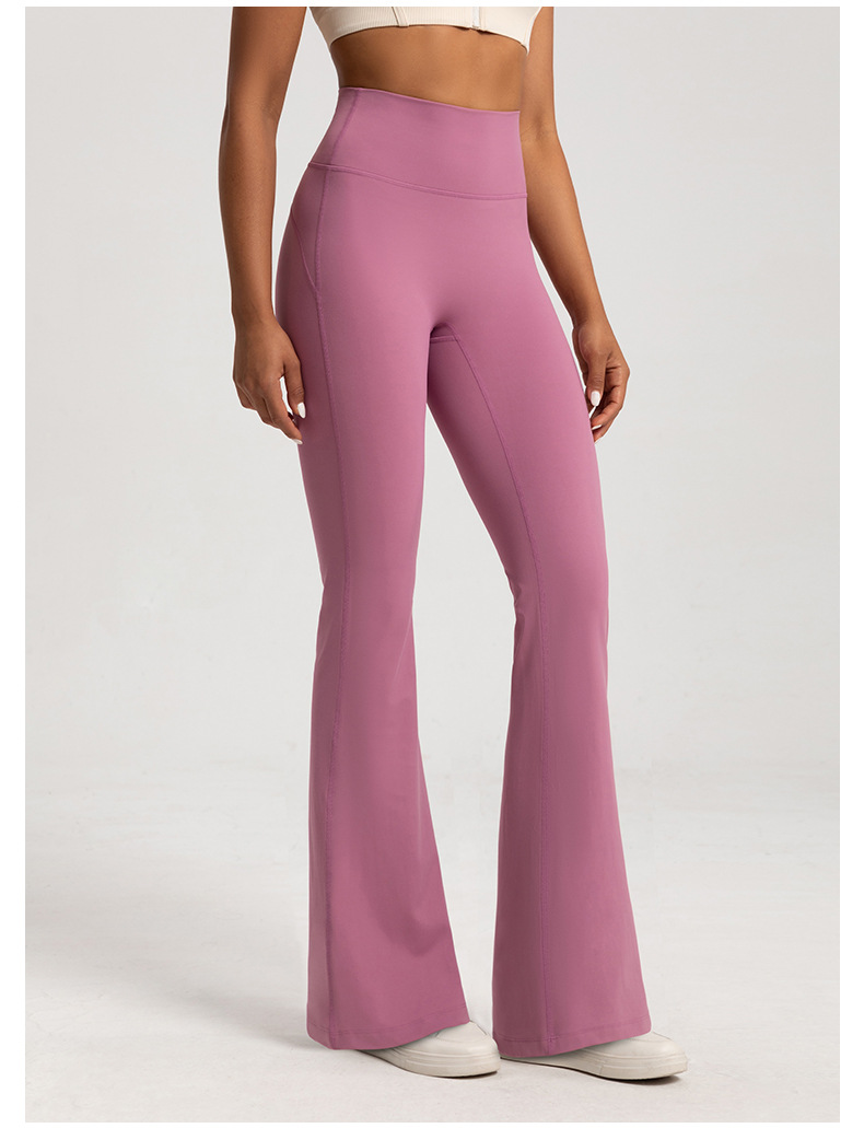 Pantalones desnudos de cintura alta para mujer, pantalones elásticos con parte inferior acampanada para ejercicio físico, informales, para correr al aire libre, Yoga