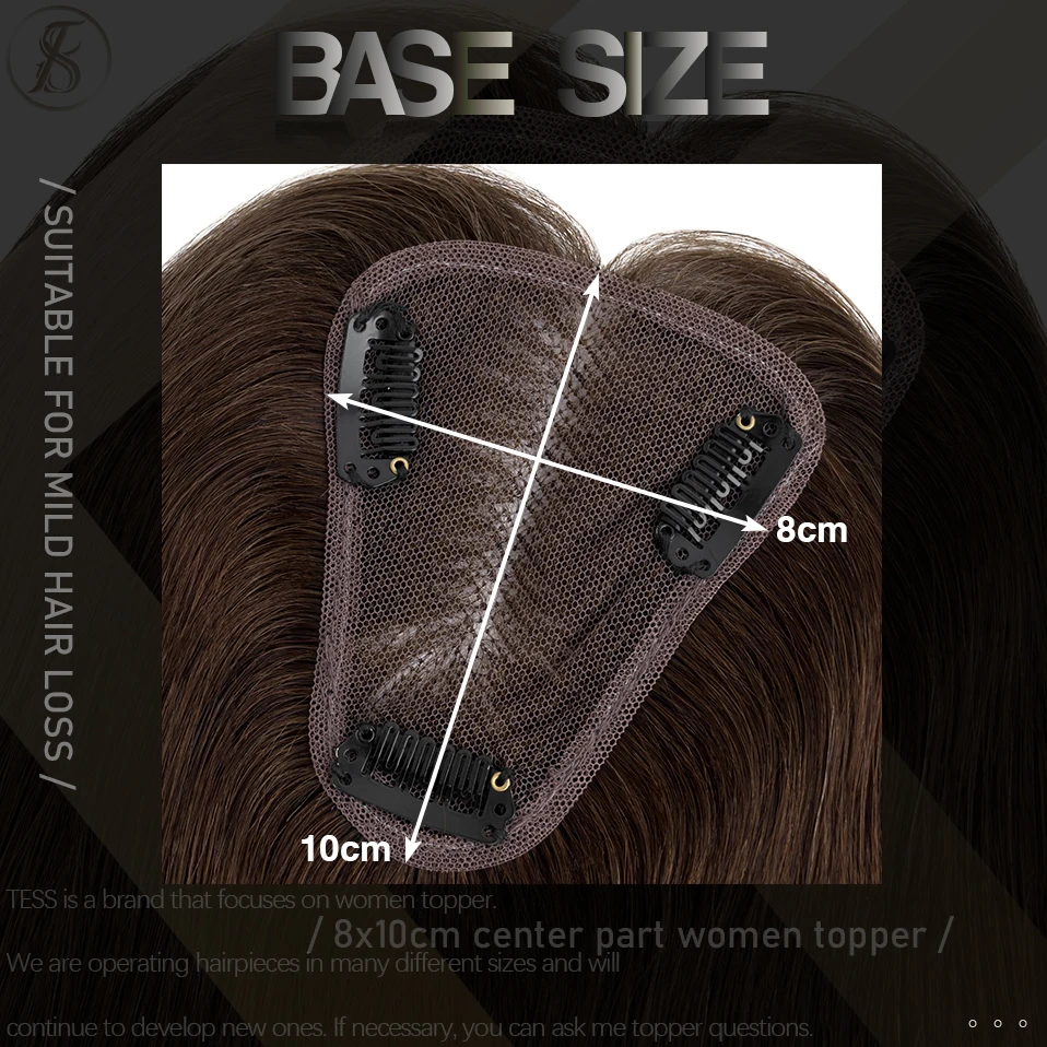 TESS ハンドシングルノットヘアトッパー 8 × 10 センチメートル女性トッパー自然な髪かつらクリップ人毛エクステンションレースかつら交換