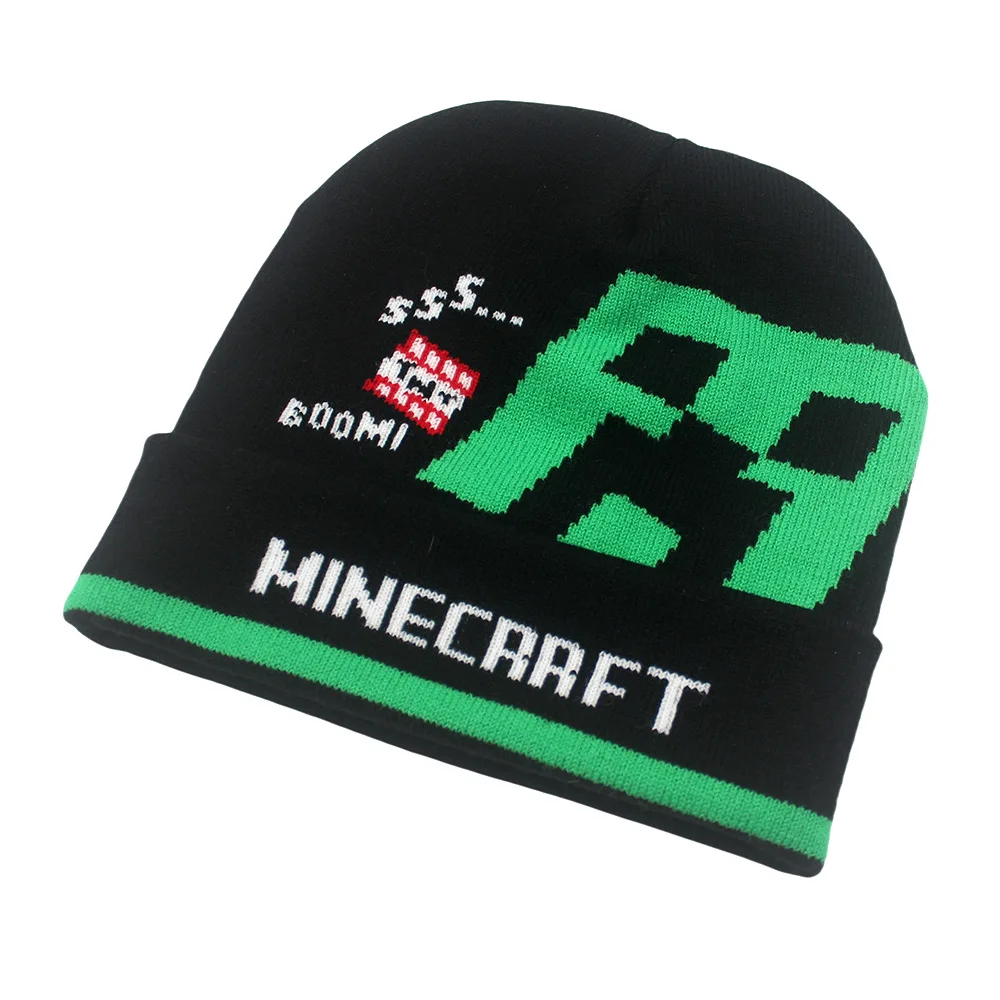 男性と女性のための私の世界のMinecraftプリント漫画ニット帽子、ボンネット、ビーニー、帽子、クリスマスギフト、秋、冬