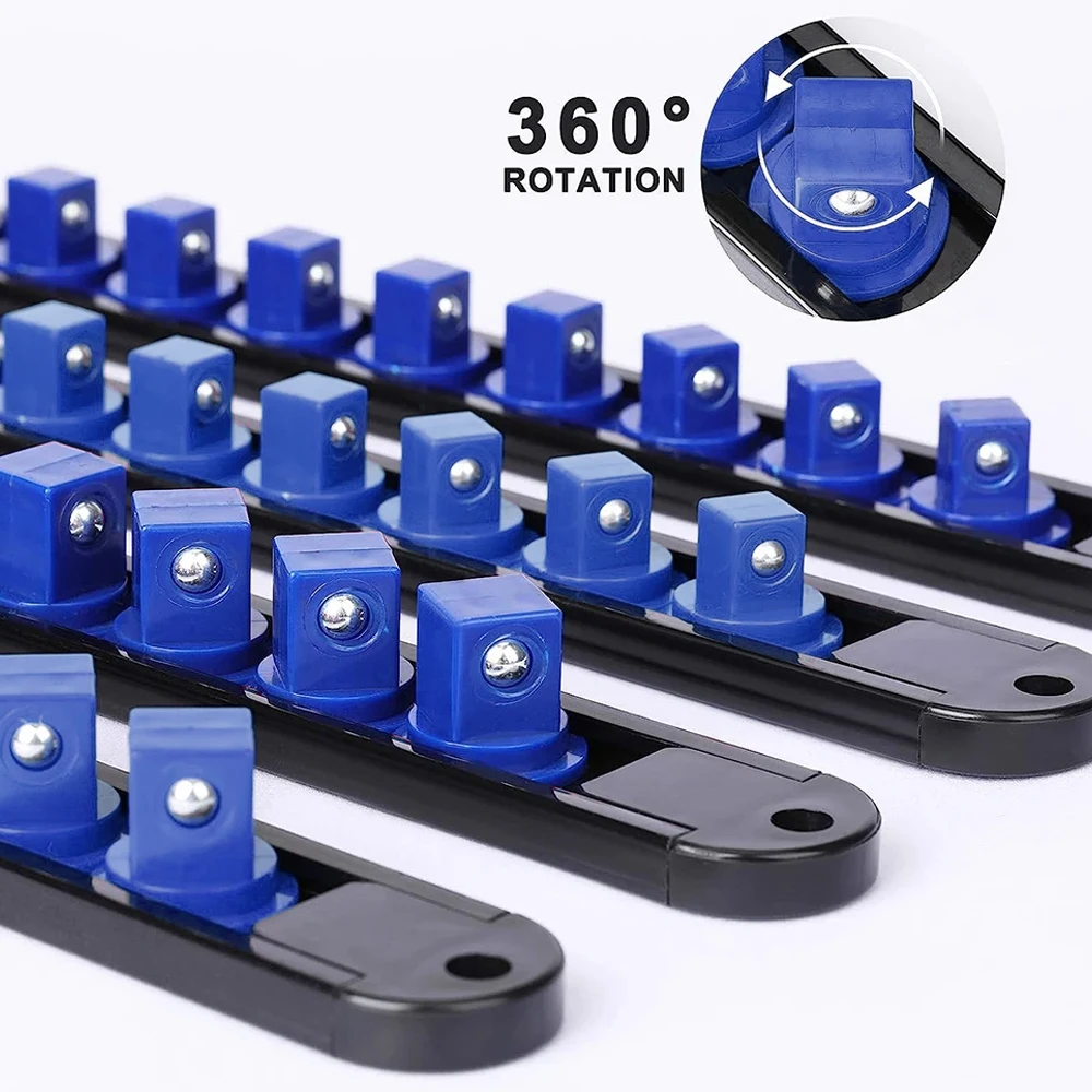 ABS Socket Wrenchs Holder Adjustable Finisher 1/4 3/8 1/2 Storage Mountable Sliding Stand Sleeve Rail Rack Tool