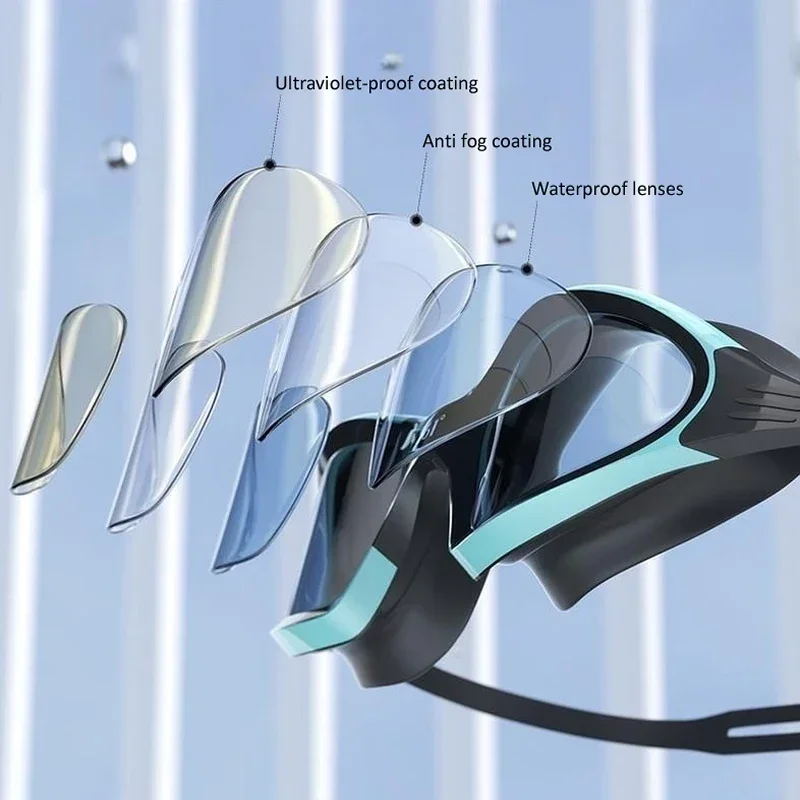 แว่นตาว่ายน้ํามืออาชีพ HD กันน้ําป้องกันหมอกหมวกว่ายน้ําซิลิโคนอุปกรณ์กีฬาแข่งน้ําสําหรับผู้ชายผู้หญิง