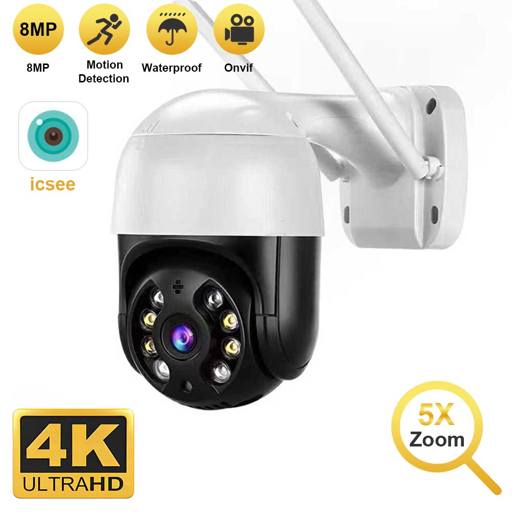 4K 8MP PTZ Wifi IP 카메라 야외 4X 디지털 줌 AI 인간 감지 무선 카메라 H.265 P2P 오디오 1080P 5MP 보안 CCTV 카메라