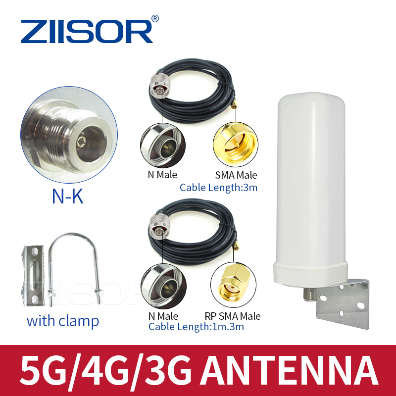 Antena ZIISOR 5G 4G LTE WiFi na zewnątrz do routera antena daleki zasięg z N żeńskim RP SMA męskim