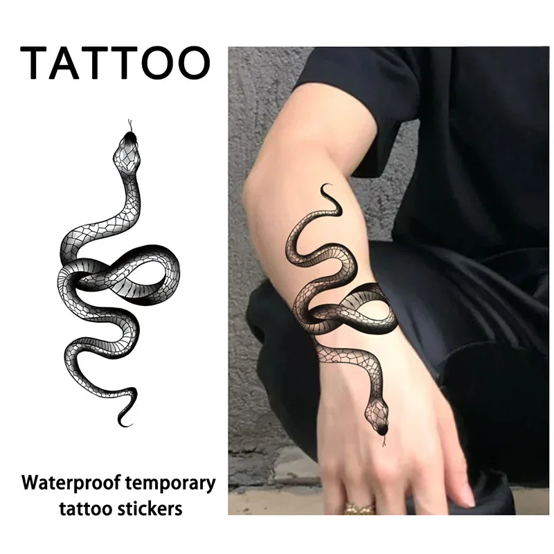 1 Stück Temporäre Schlangen-Tattoo-Aufkleber, langlebig und wasserdicht, realistische Fake-Tattoos für Männer und Frauen, für Arm, Bein.