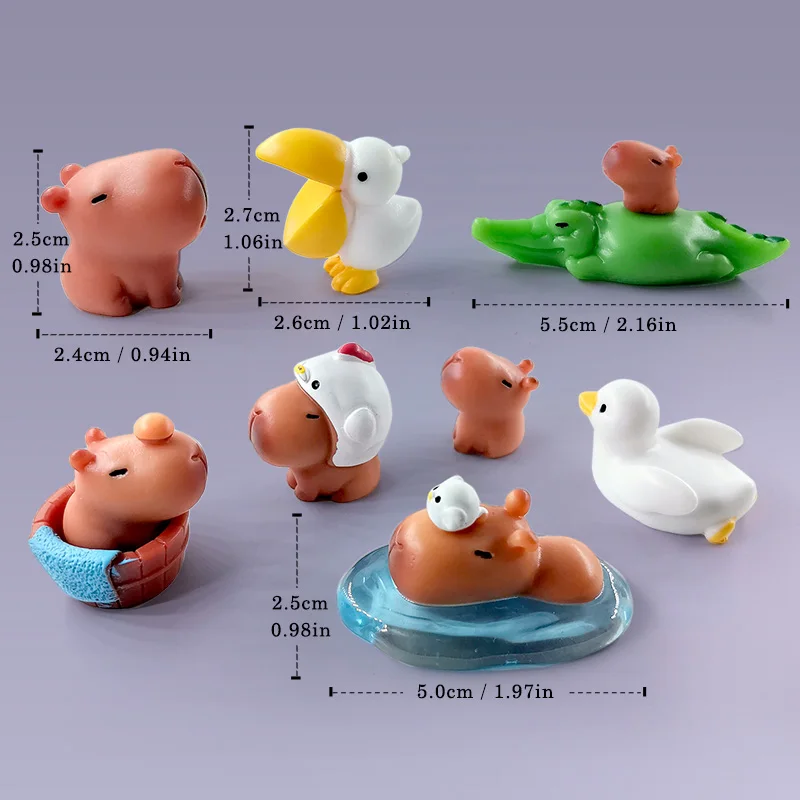 10Pcs Easter Rabbit Dinosaurs Capybara Duck Fox Pig Cat Turtle Frog Bird Figurine Miniature Fairy Garden Decoration Accessories