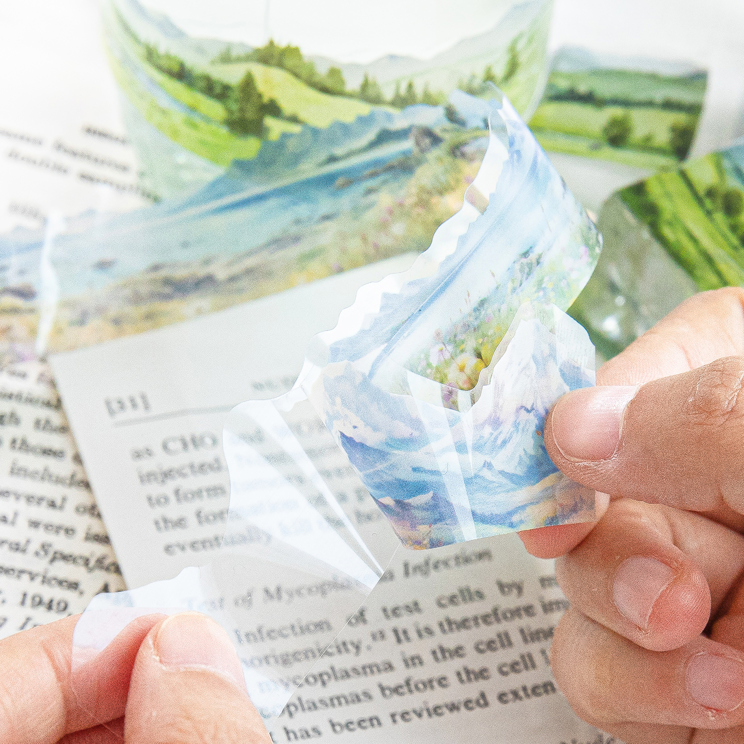 Yoofun 3x200ซม. วัสดุจับแพะชนแกะภูมิทัศน์แนววินเทจเทปสัตว์เลี้ยงภูเขาและทะเลกระดาษกาวสร้างสรรค์สมุดบันทึกแบบทำมือ