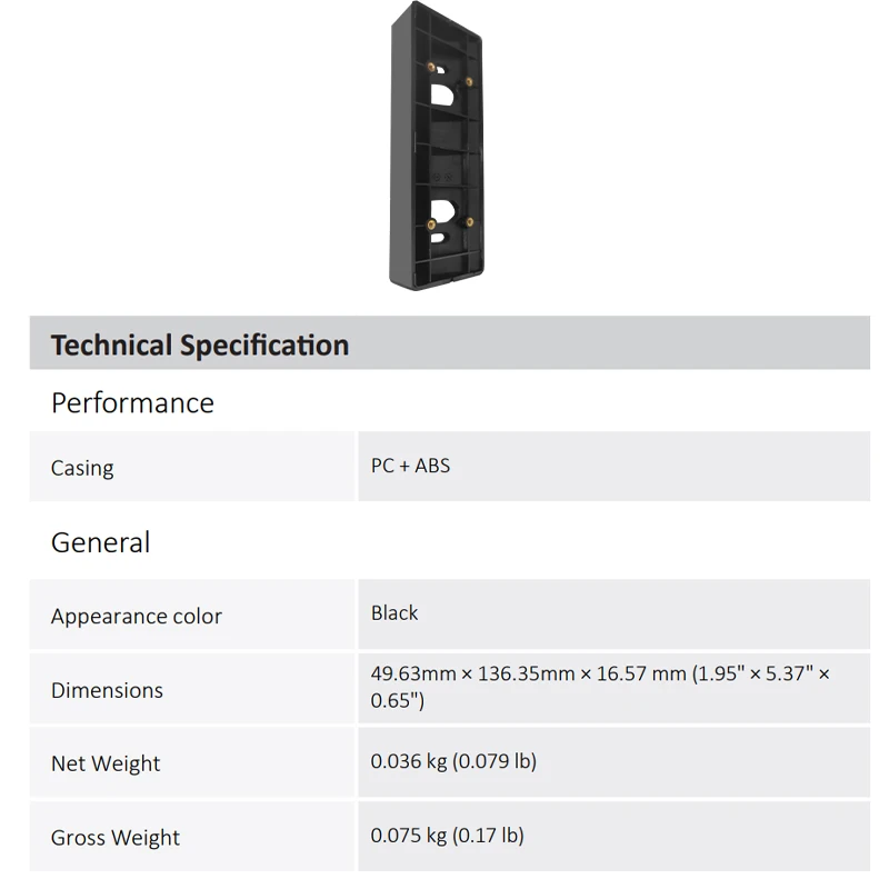 Dahua VTM22A Horizontally Inclined Bracket for VTO2311R-WP VTO1000J Door Station Horizontal Angle 15°  VTO Mounting Accessories