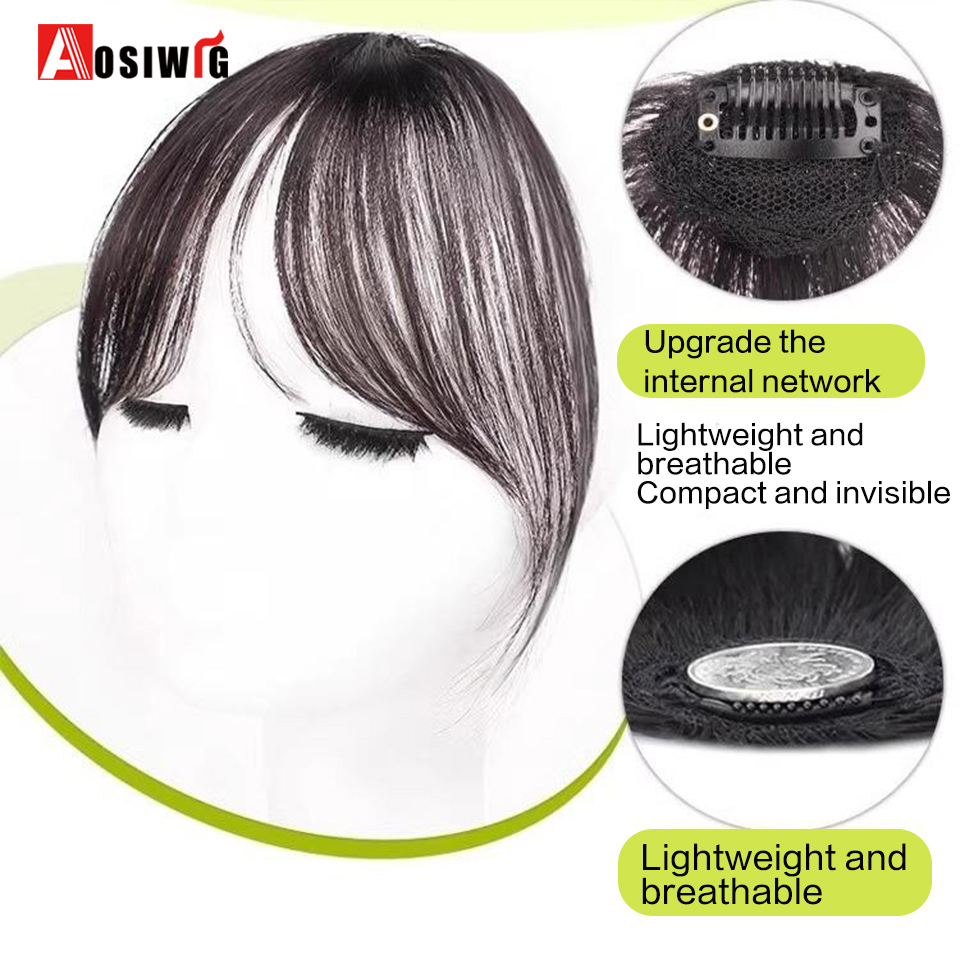 100% flequillo de cabello humano, flecos laterales con patillas para mujer, parte media 3D, flequillo falso, extensiones con Clip, accesorios para el cabello