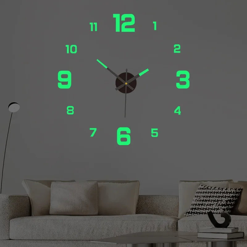 Orologio luminoso minimalista creativo, senza trapano, silenzioso, senza telaio, orologio da appendere, soggiorno, camera da letto, adesivo da parete, decorazione