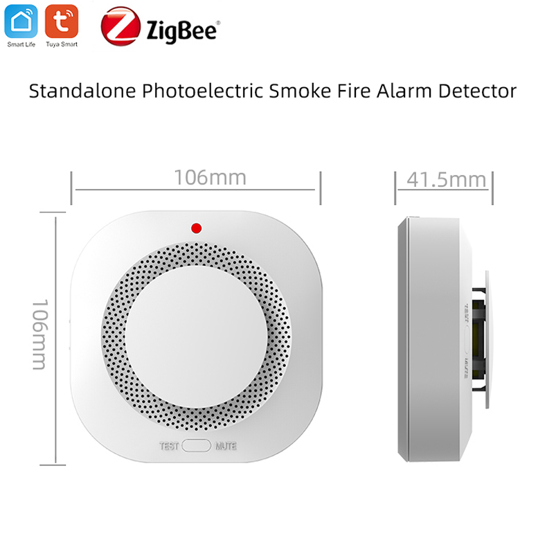 Tuya Zigbee Smart Smoke Detector, Fire Alarm Sensor Home Security System Firefighters Work With Gateway Hub