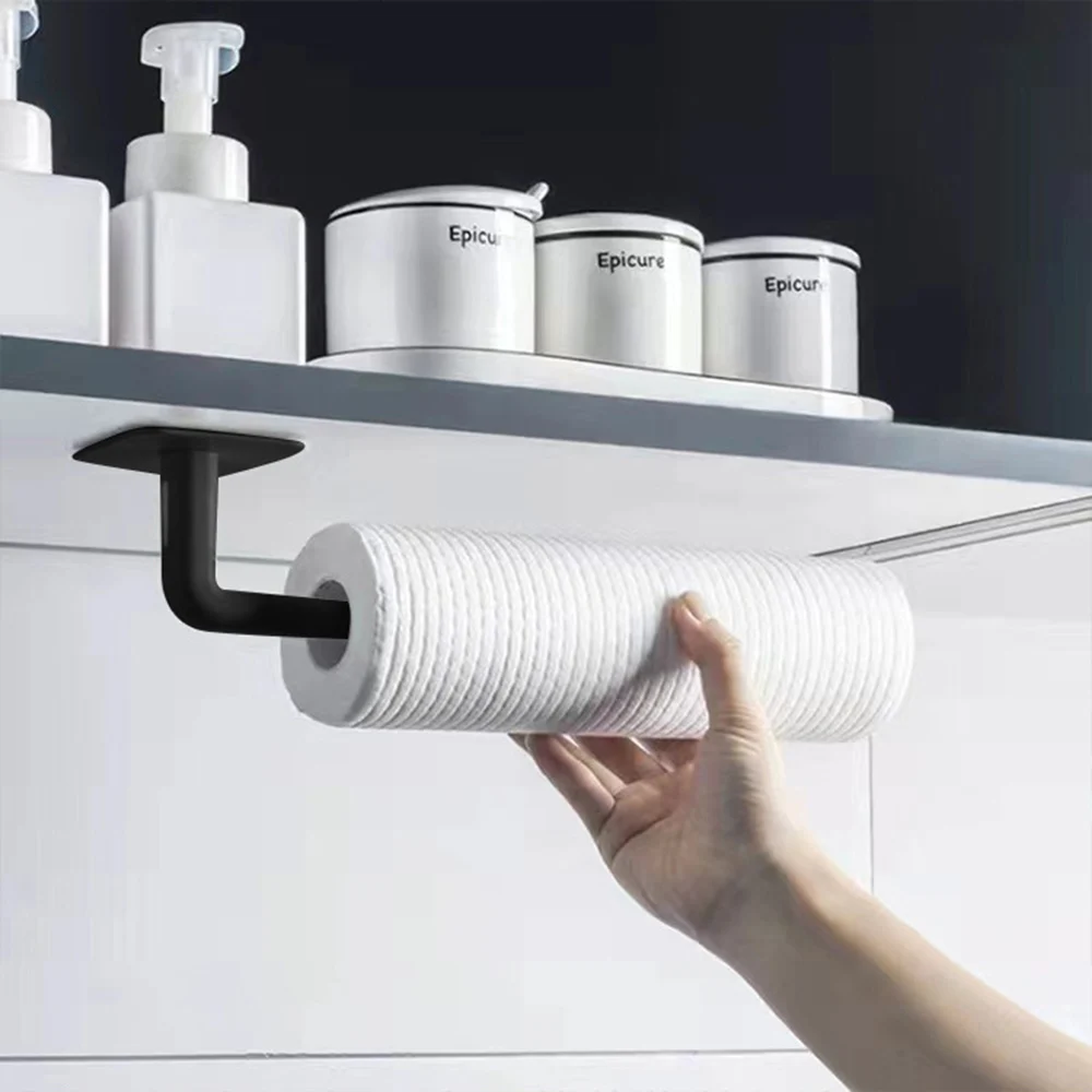 2/4/6 pces não-perfurado, suporte de toalha de gancho sem emenda para toalhas de papel de cozinha, rack de armazenamento fixado na parede, tipo de suspensão de parede cruzada