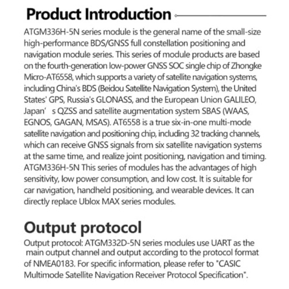 Módulo de modo Dual GPS + BDS, Control de vuelo, navegador de posicionamiento por satélite Atgm336H, reemplazo para Arduino NEO-M8N NEO-6M
