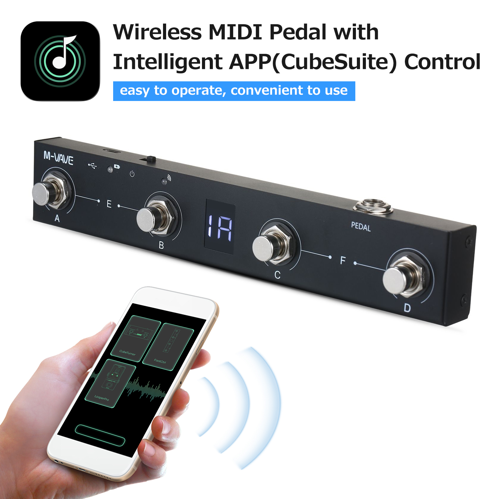 Controlador MIDI de Chocolate M-VAVE BT recargable 4 botones controlador MIDI Pedal Control de aplicación con sistema de transmisión inalámbrico