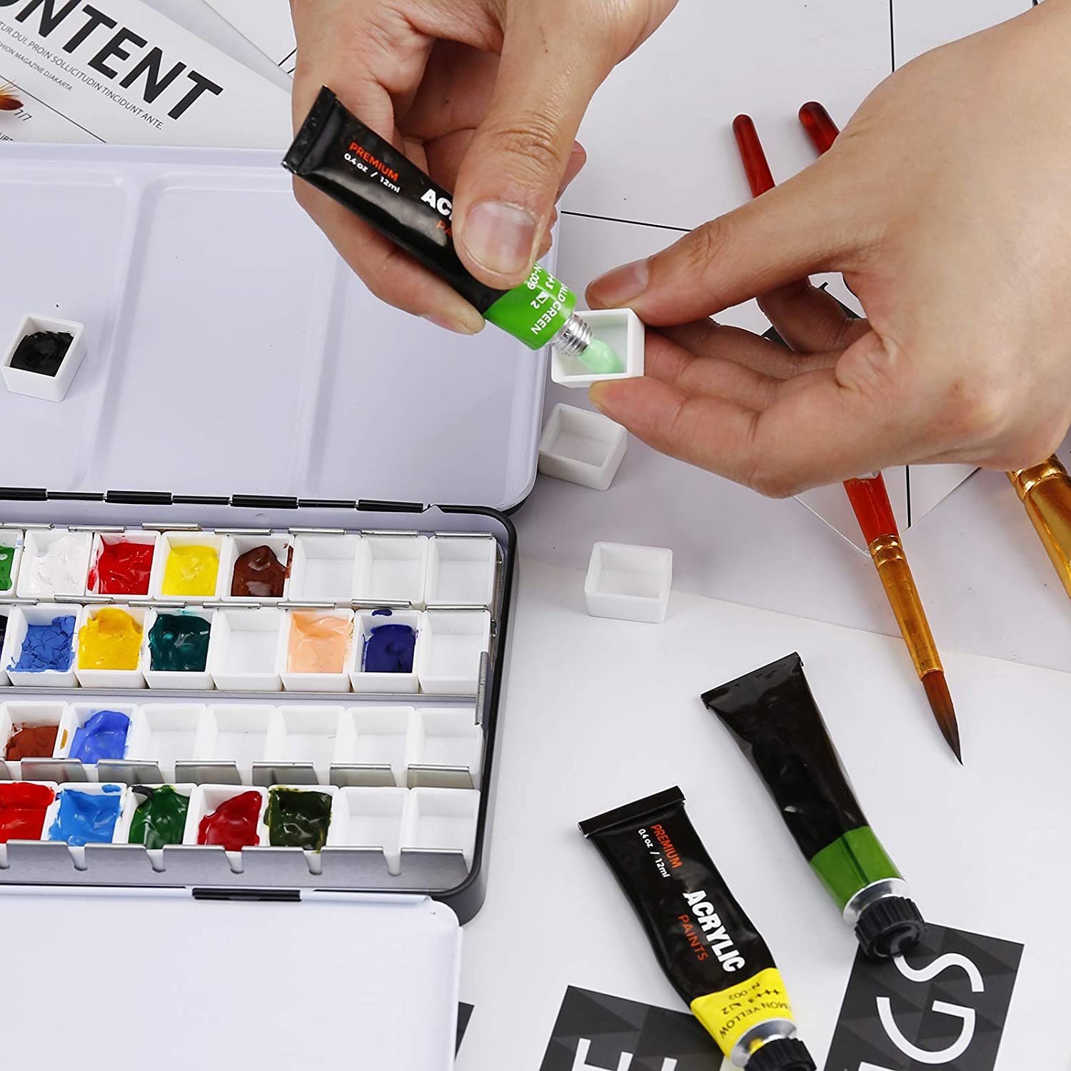 Bview Art Metal Interconnexion 18/avec Palette, Large Palette d'interconnexion avec 52 Africinterconnexion Half saupoudrer pour artiste