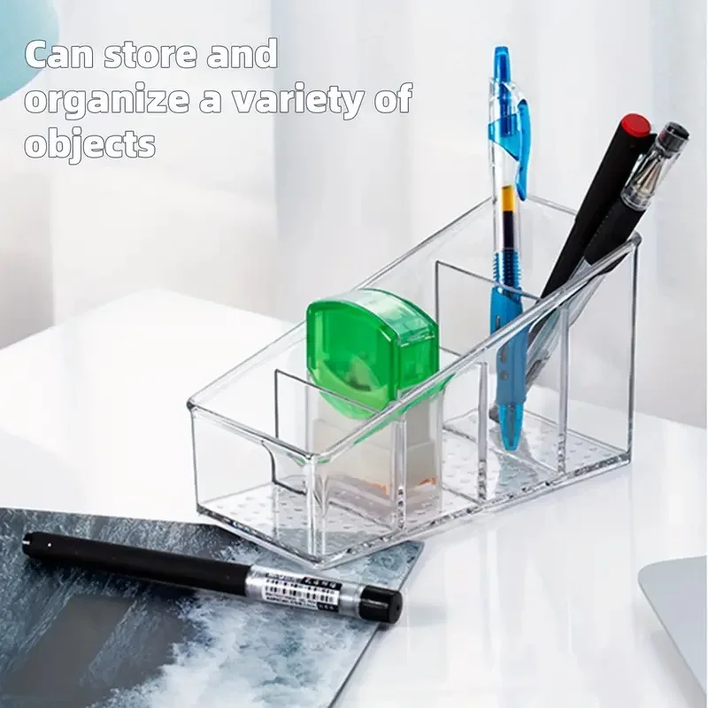 Suporte de controle Romote com 4 compartimentos Suporte Romote transparente Decoração de casa Acessórios de cozinha Make Up Orangizer
