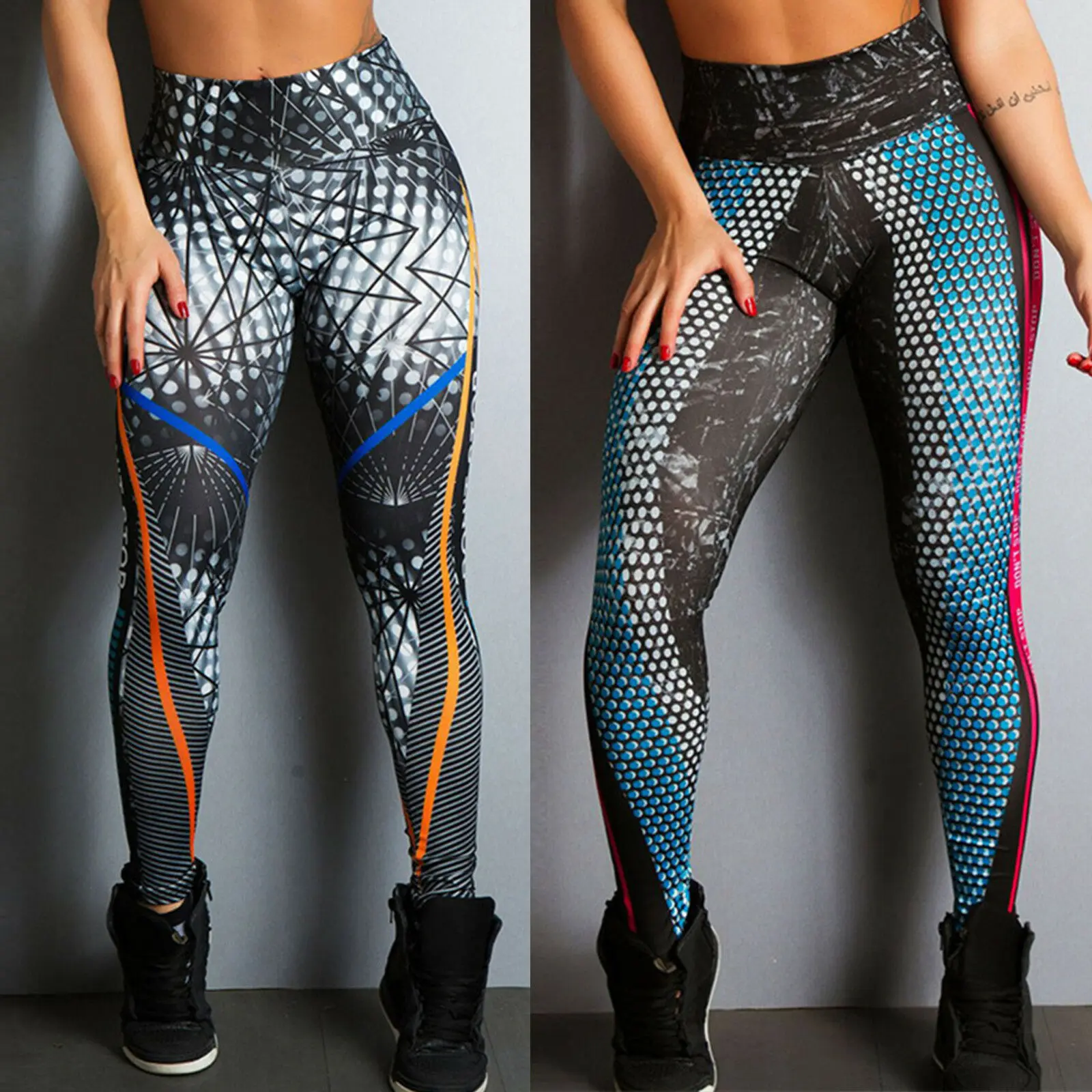 2025  Popular Digital Printing Letters Sports Yoga Fitness Leggings Women Gym Jogging Quick Dry Push Up Slim Pants