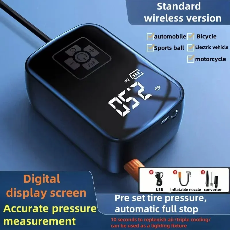 Car mounted wireless inflation pump, portable air pump, electric small car, tire inflator for inflation