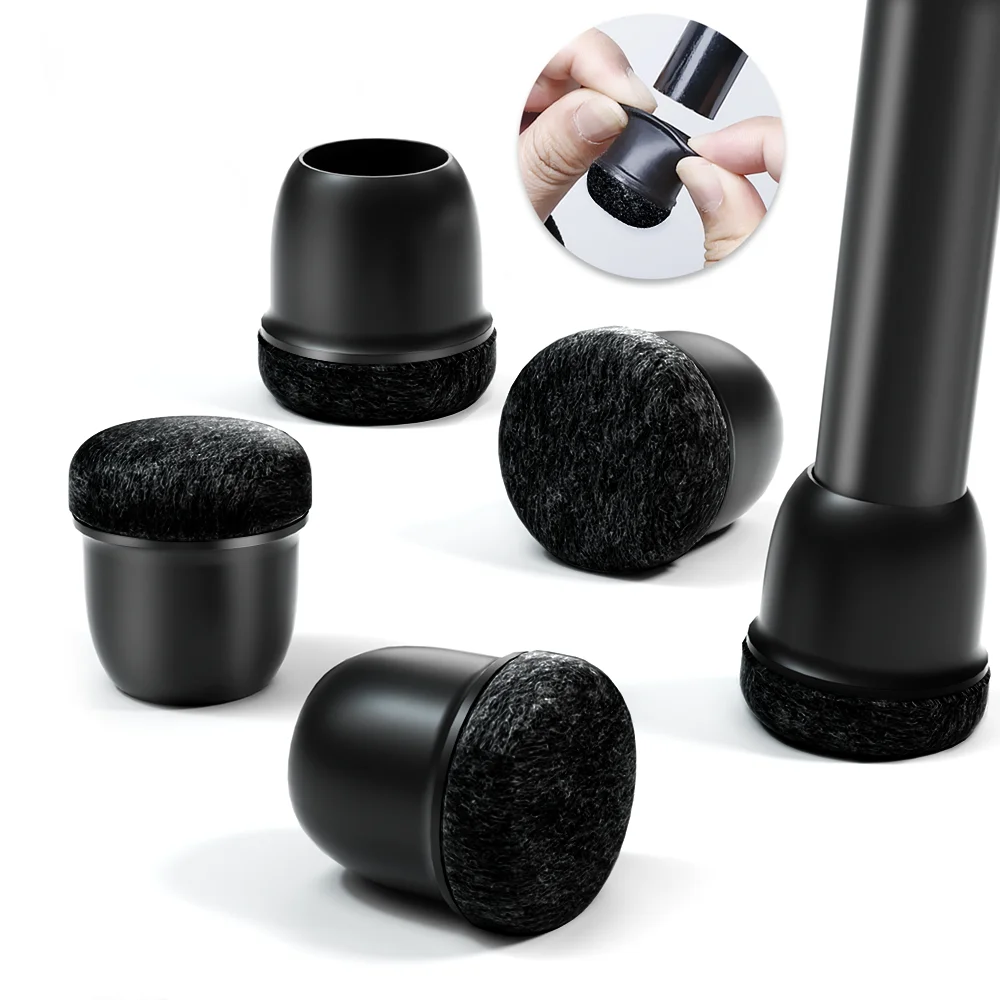 8 pezzi di protezione per il pavimento delle gambe della sedia da tavolo rotonda, copertura del piede, piedini per mobili in silicone antiscivolo neri, senza graffi per pavimenti in legno